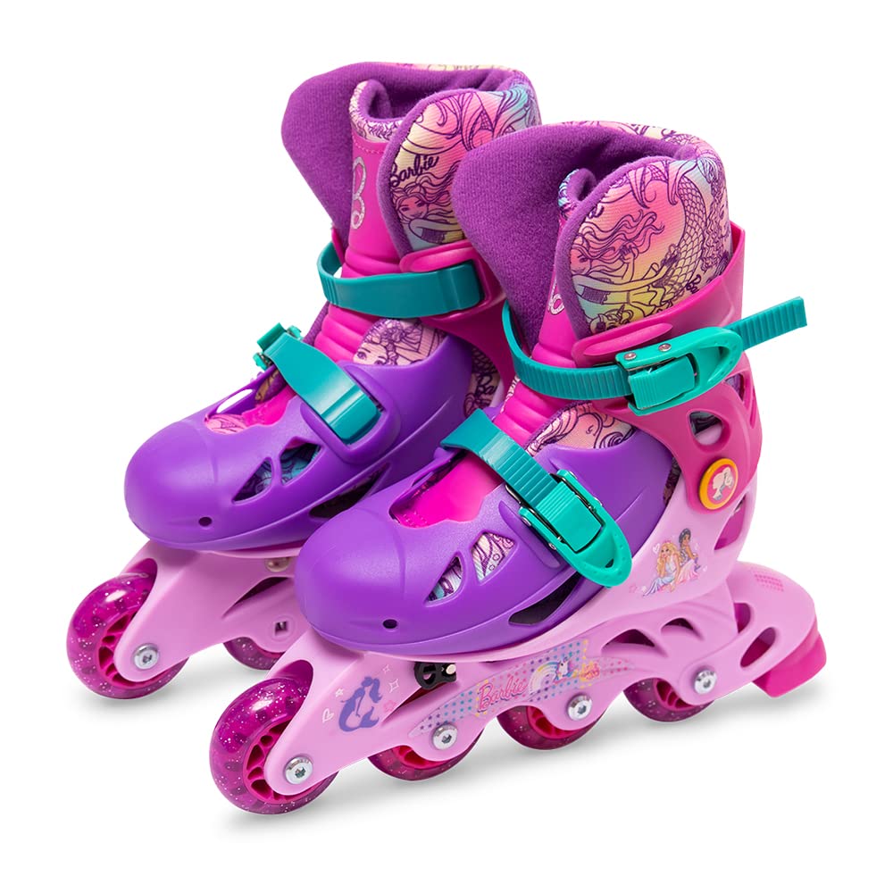 Barbie Patins 3 Rodas Ajustável 29 a 32 com Acessórios de Segurança Fun