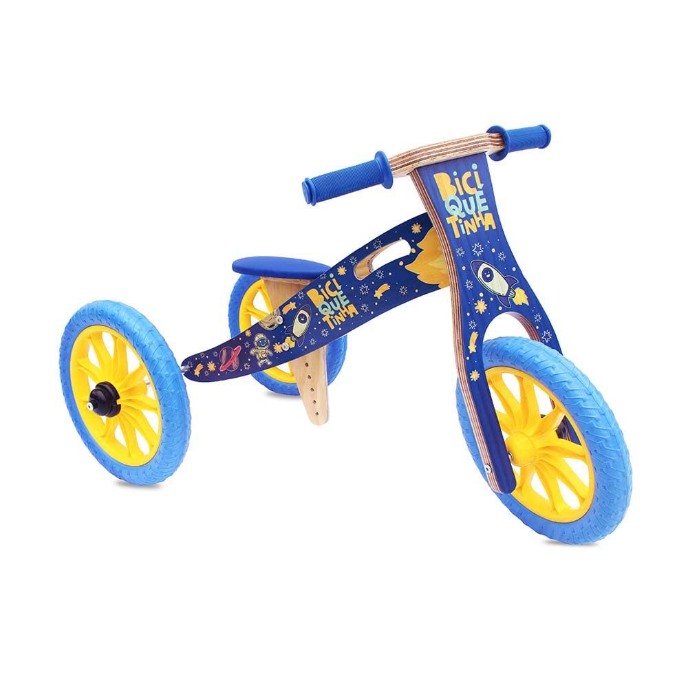 Biciquétinha Triciclo 2 em 1 (vira Bicicleta de Equilíbrio) Astronauta, Aro 12