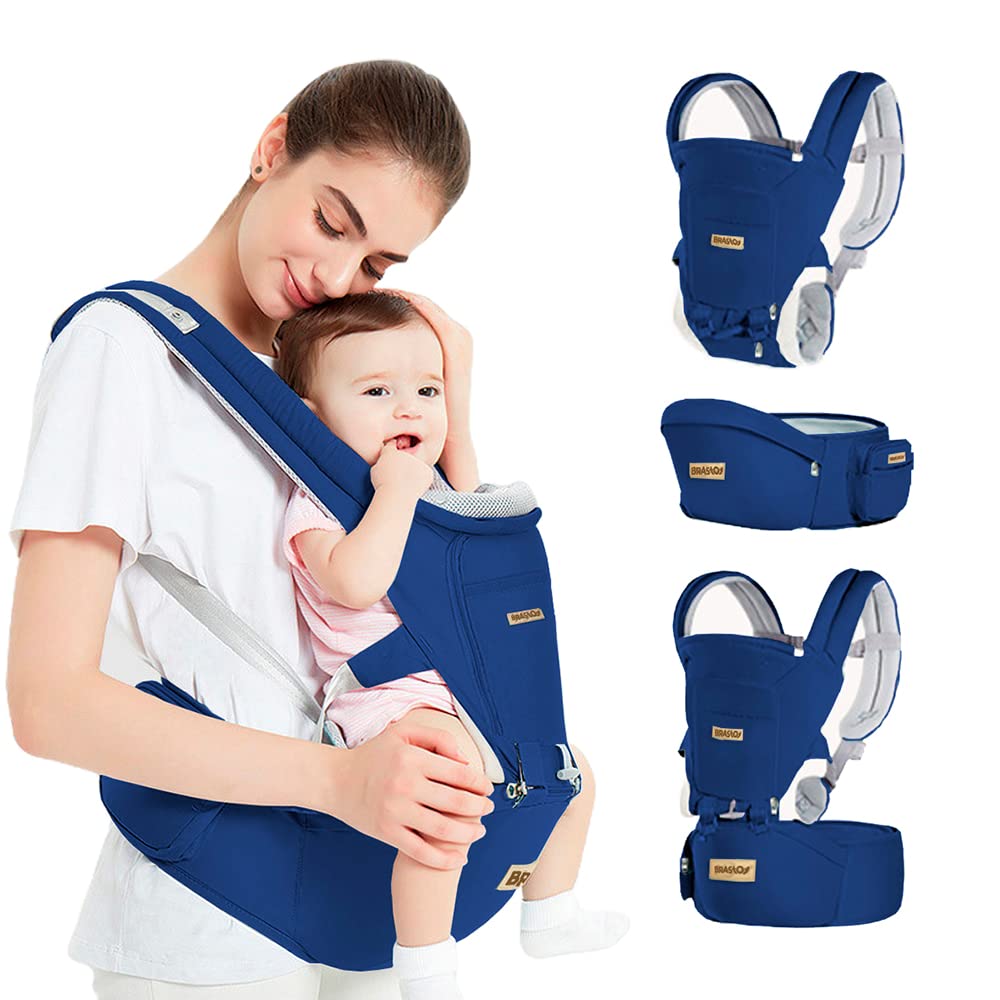 Brastoy Mochilas Canguru Carregador De Bebê Portador Ergonômico 3 Em 1 Azul Marinho