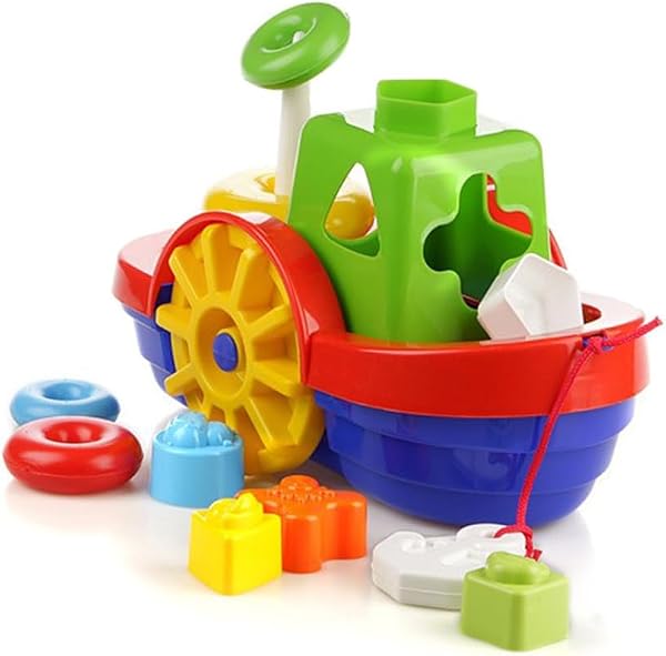 Brinquedo Educativo Barco Didático com Blocos e Âncora
