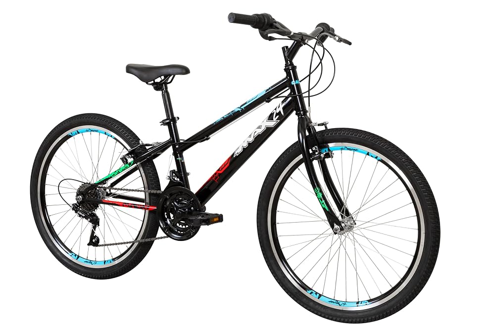 Caloi Bicicleta Infantil Max Aro 24 com Câmbio 21 Velocidades Preta