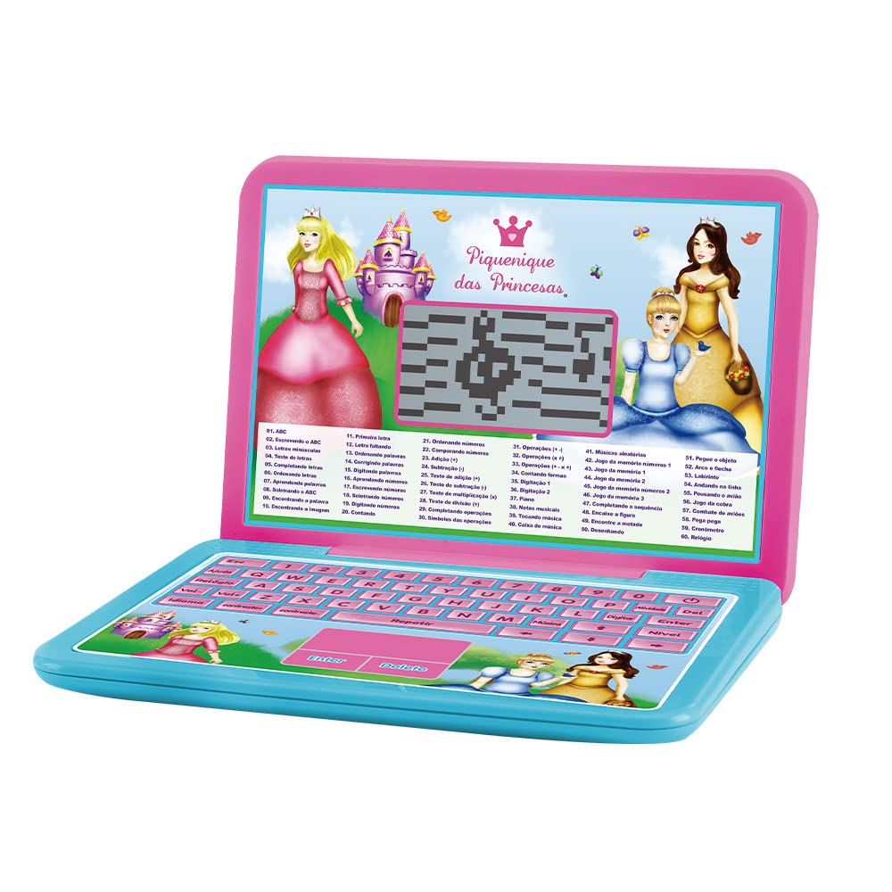 DM Toys Laptop Infantil Bilíngue 60 Atividades Princesas