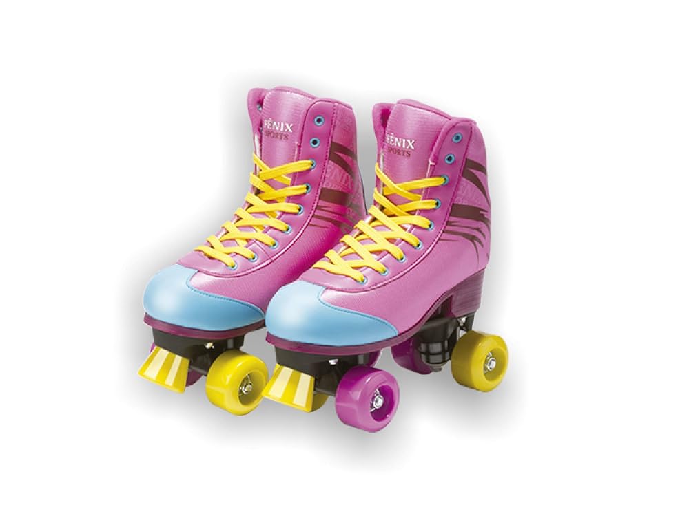 Fenix Patins Quatro Rodas Roller Skate Azul Ajustável 31–34