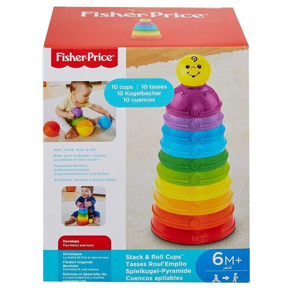 Fisher-Price Brinquedo para Bebês Potinhos Empilhar & Rolar