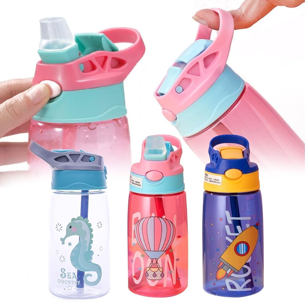 Garrafinha Infantil Canudo Silicone Antivazamento Balão 480ml