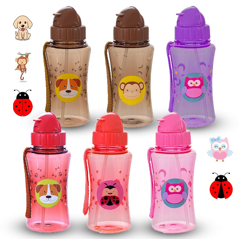 Garrafinha Infantil Squeeze Canudo Silicone Joaninha