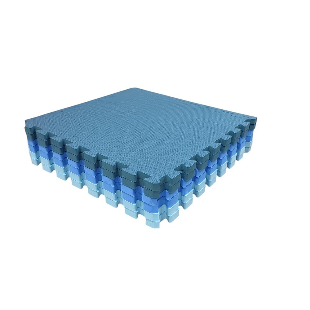 Kit 12 Tapete Tatame EVA Tons de Azul 50x50x2cm 20mm