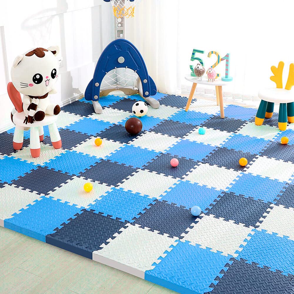 Kit 20 Placas Tatame Tapete Eva Infantil Fitness Bebê — Tons de Azul