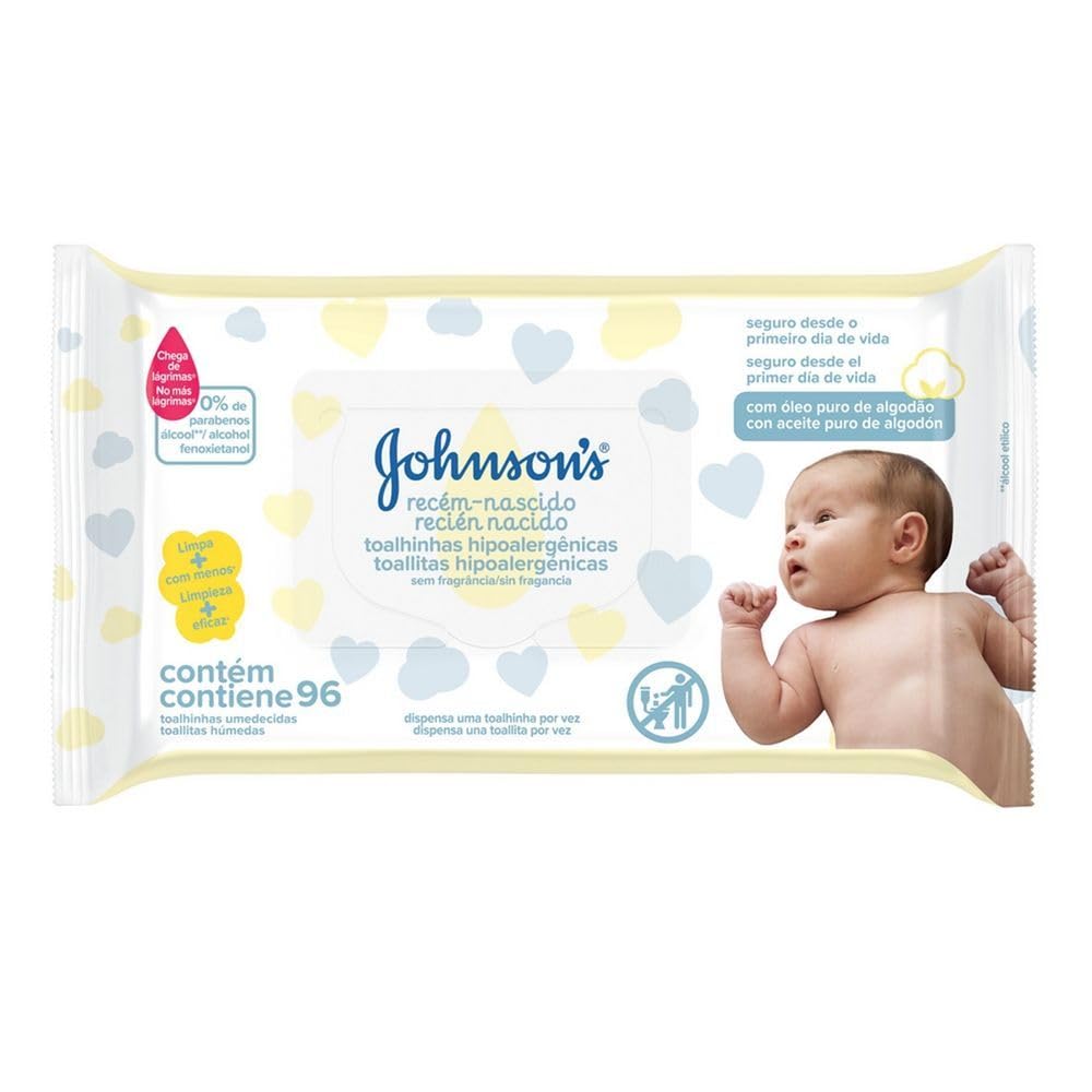 Lenços Umedecidos Johnson's Baby Recém-Nascido — 96 Unidades