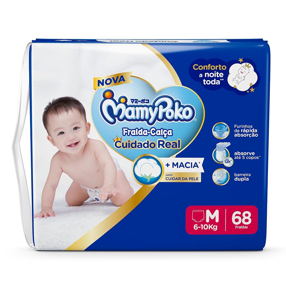MamyPoko Fralda-Calça Premium Seca M – 68 Unidades