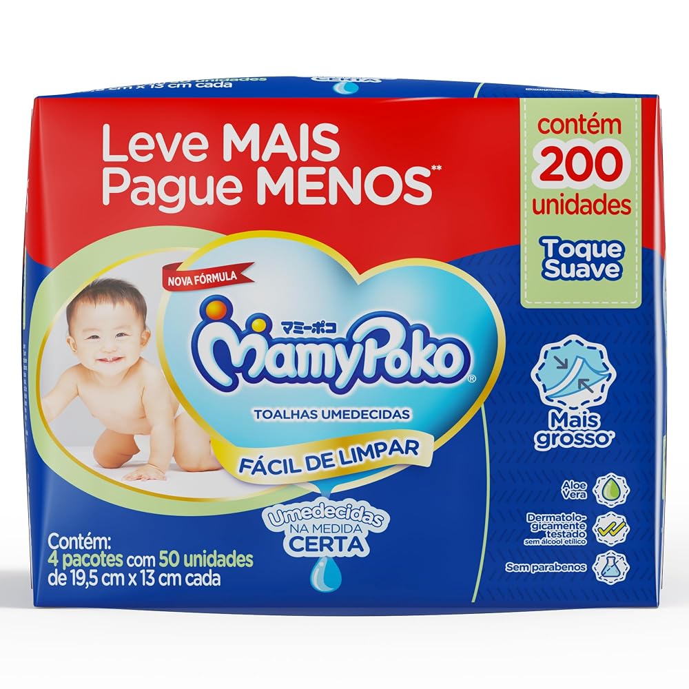 MamyPoko Lenços Umedecidos Toque Suave — 200 Unidades