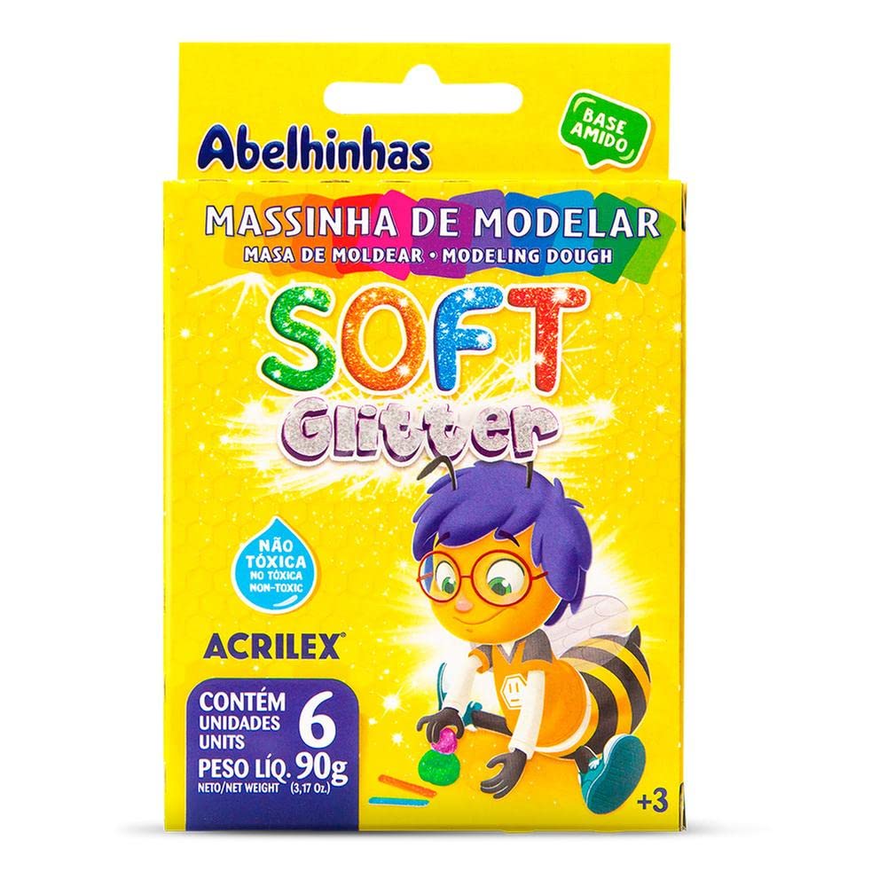 Massinha de Modelar Soft com Glitter — 6 Cores Acrilex