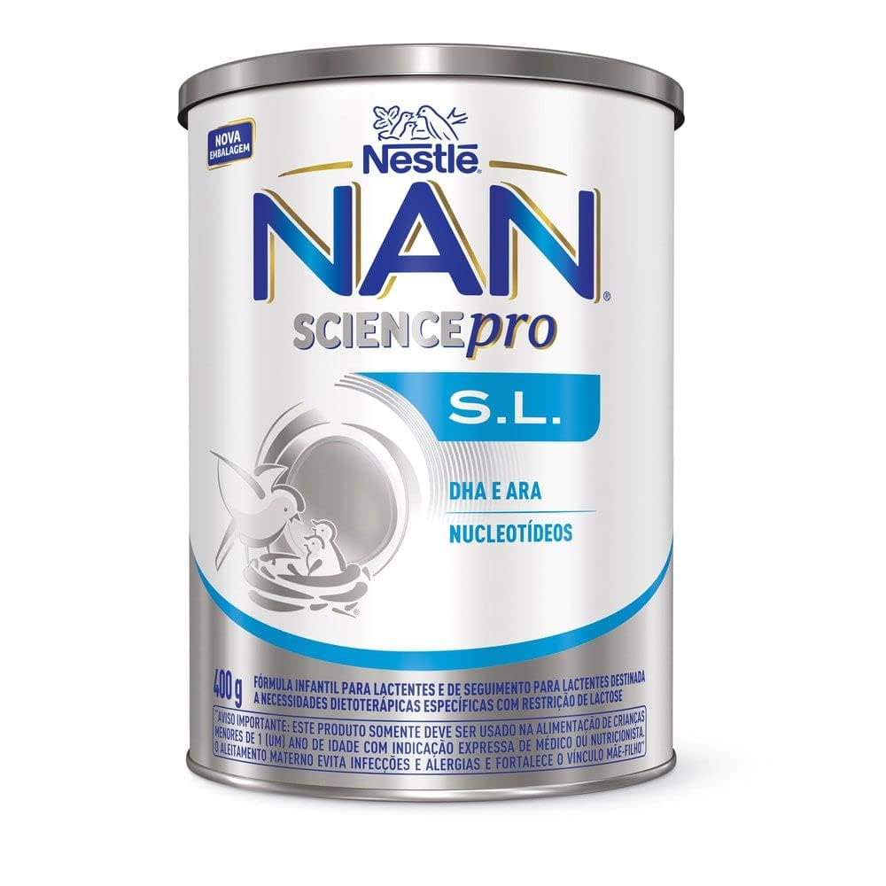 NAN S.L. Fórmula Infantil Sem Lactose Nestlé 400g — 0 a 12 Meses