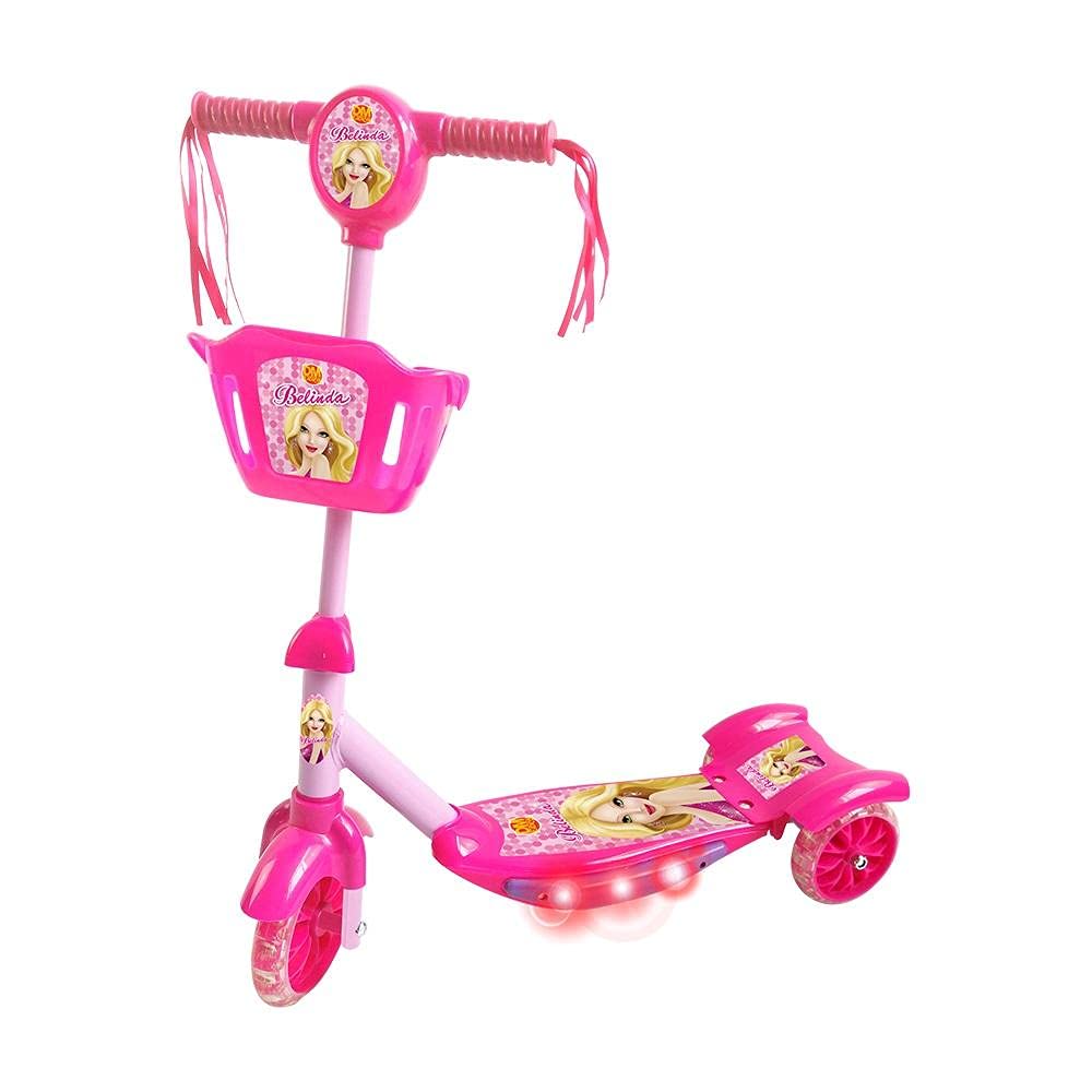 Patinete com Cesta Luz e Som Rosa — DM Toys (Belinda)