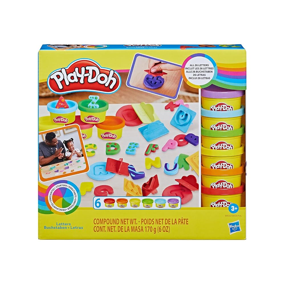 Play-Doh Kit Inicial de Letras — 26 Carimbos e 6 Potes