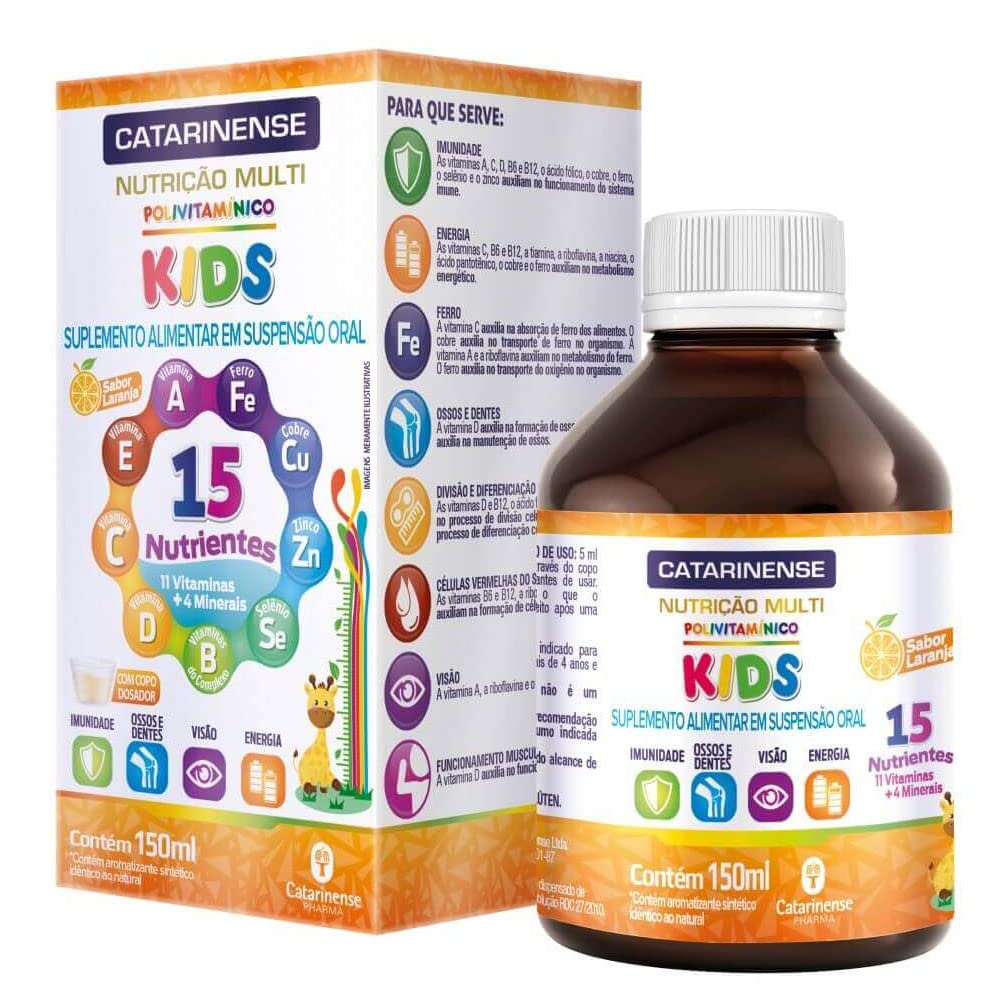 Polivitamínico Kids Sabor Laranja 15 Nutrientes 150ml — Catarinense
