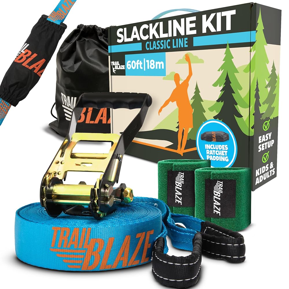 Trailblaze Kit Slackline Premium – Protetores de Árvores Mais Largos, 18 m, para Adultos e Crianças