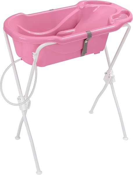 Tutti Baby Banheira Ergonômica com Suporte Dobrável — Rosa