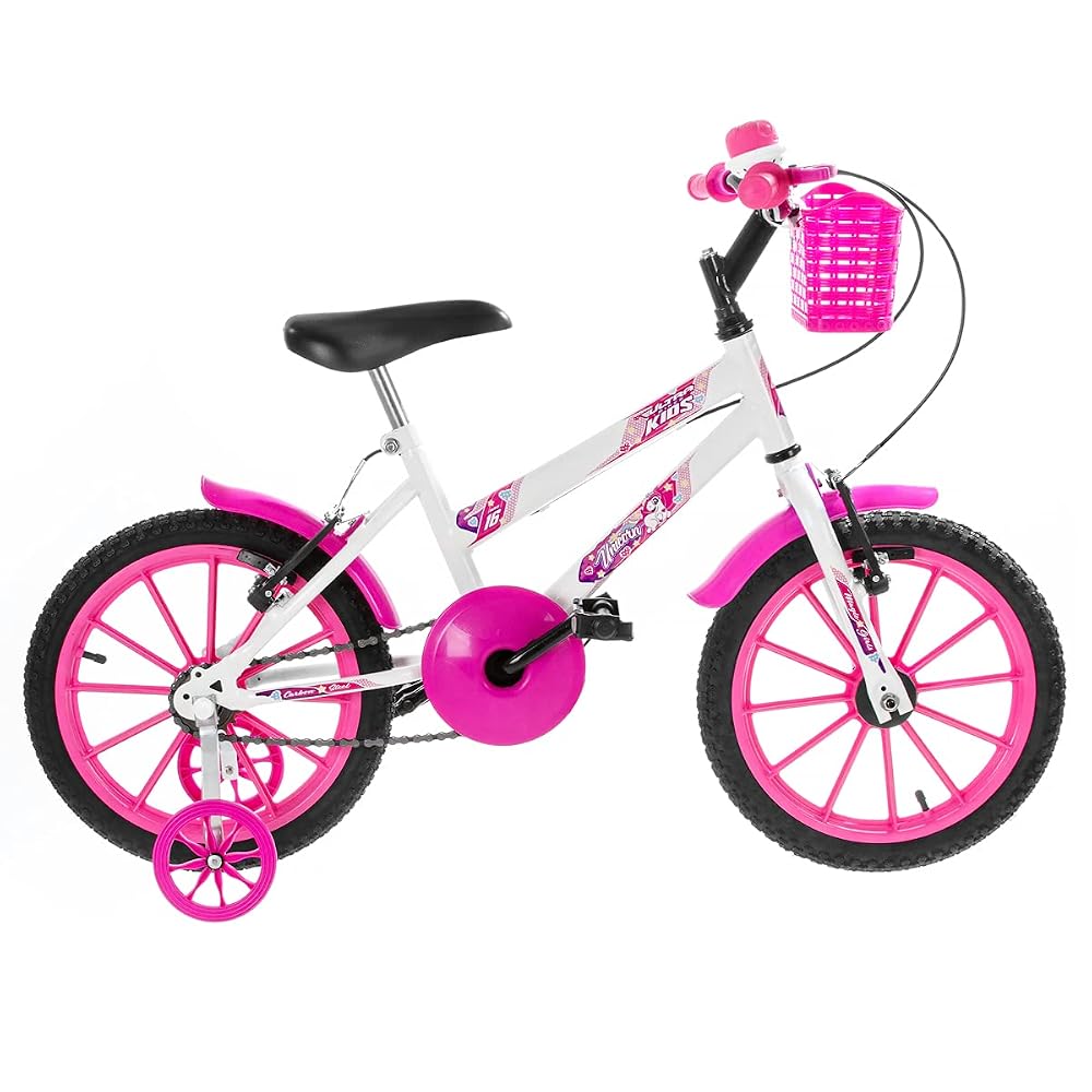 Ultra Bikes Kids Unicorn Aro 16 Branco e Rosa — Reforçada