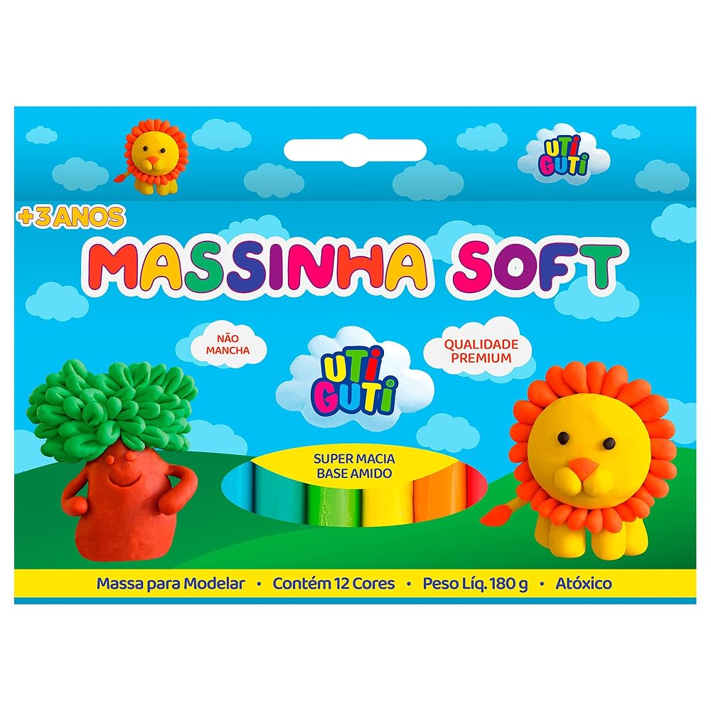 Uti Guti Massa de Modelar Soft — Estojo com 12 Cores 180 g
